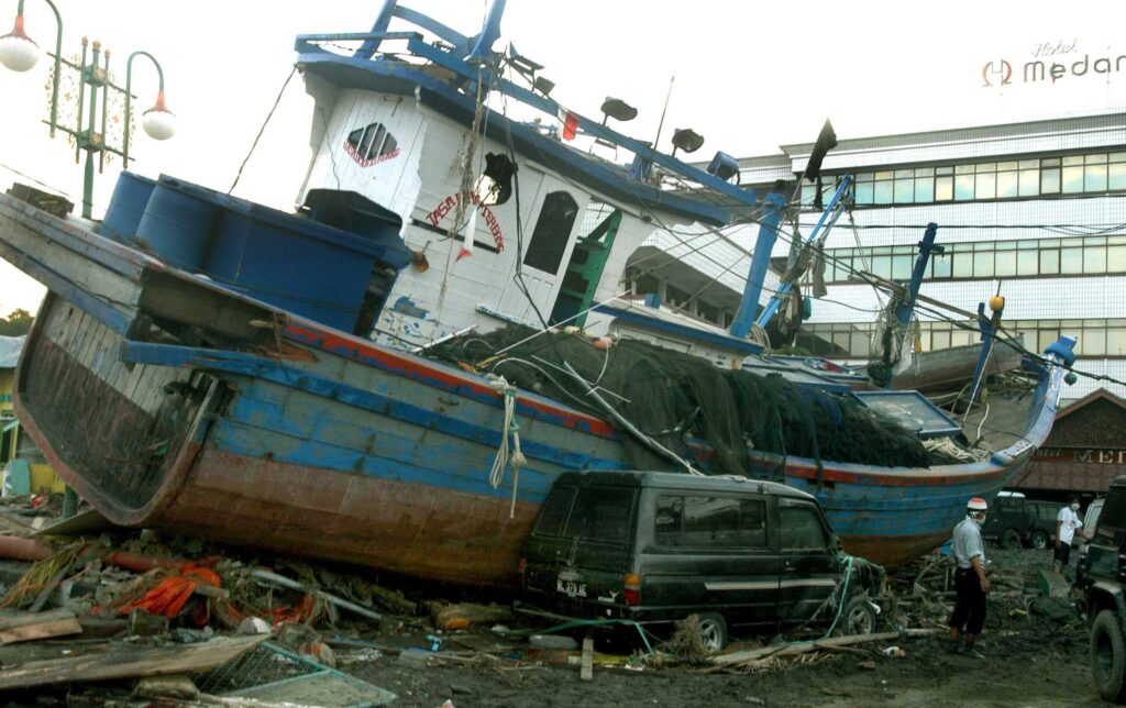 SHIP STRANDED ON THE ROAD