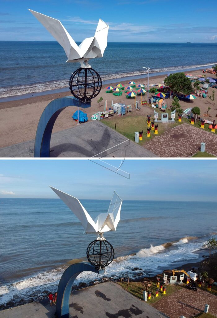 Abrasion eroded the Peace Dove Monument